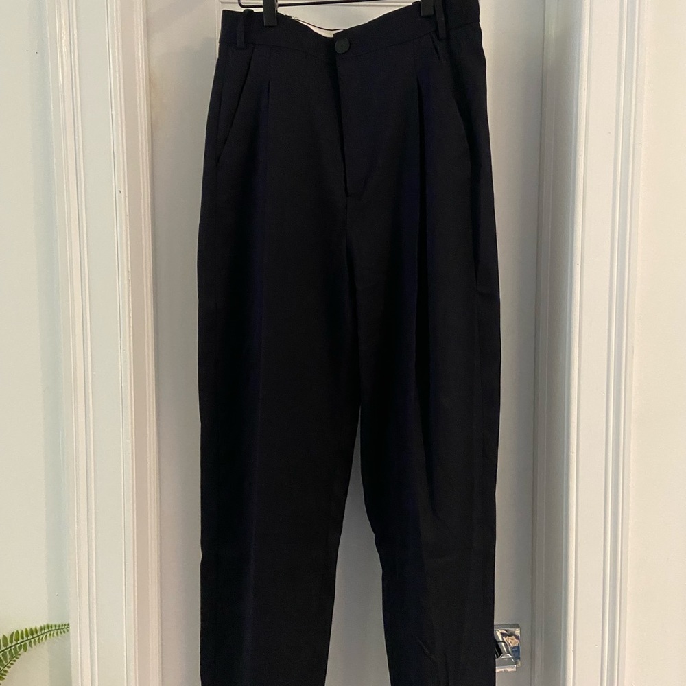Zara High Rise Trousers-Navy Blue Straight leg